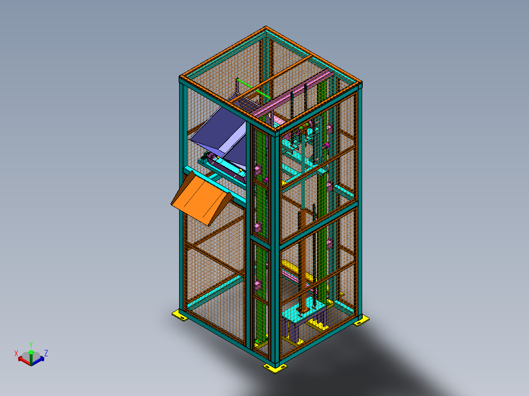 带翻斗废料升降机sw18可编辑正等轴测图