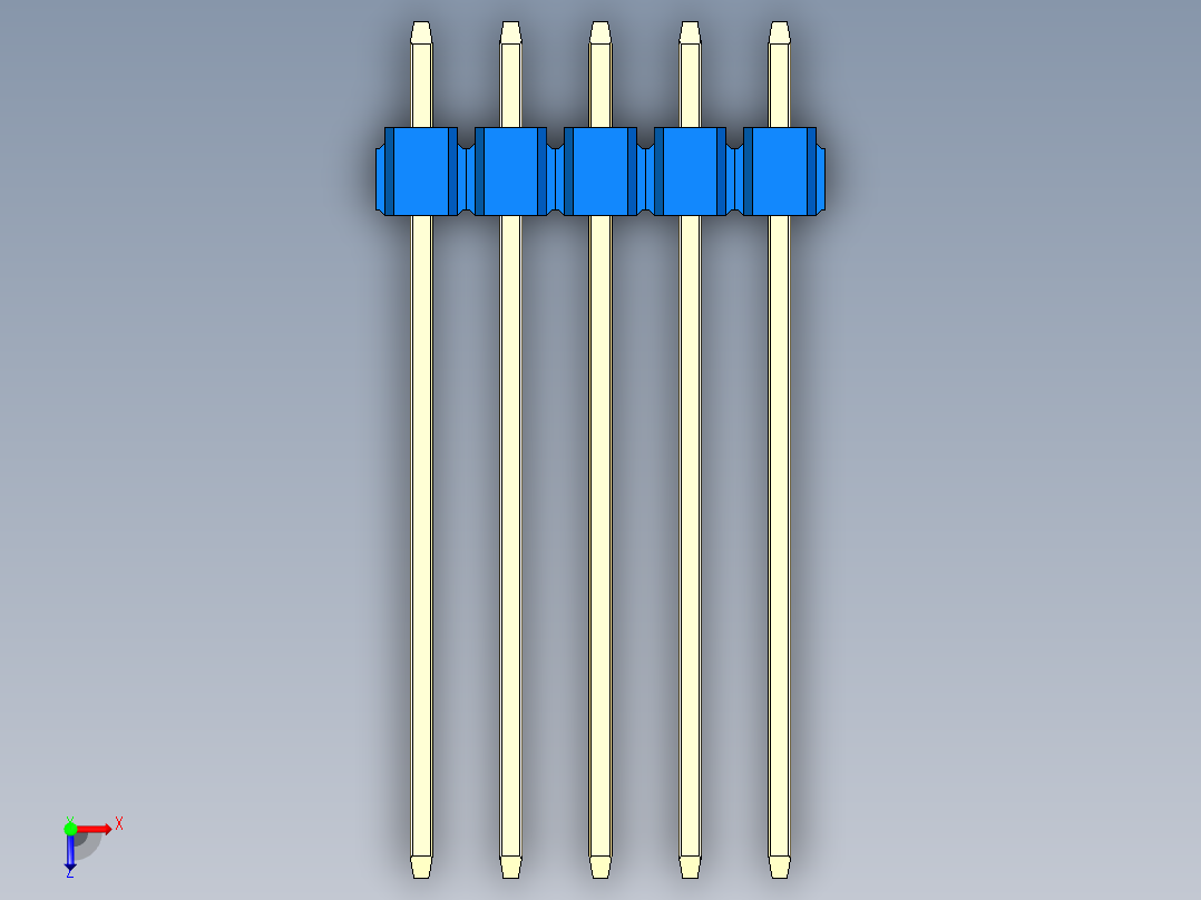 彩色公头100mil（2.54mm）系列-DS1021_blue_3x05p_100mil_Type19_rev1.0俯视图