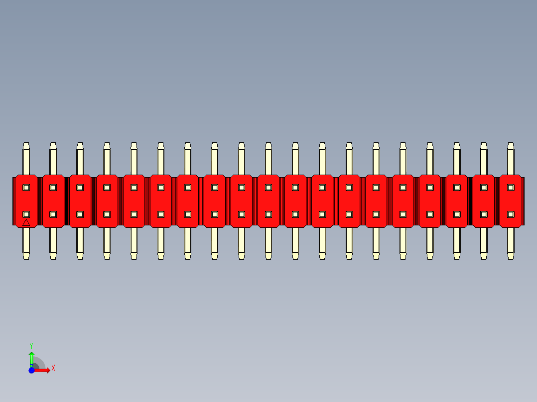 彩色公排针 100mil 2.54mm 系列-DS1022_red_38p_100mil_TypeSMT_rev1.0前视图