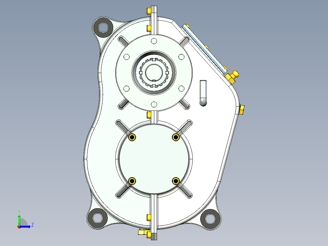 扭矩分配器一级斜齿轮箱左视图