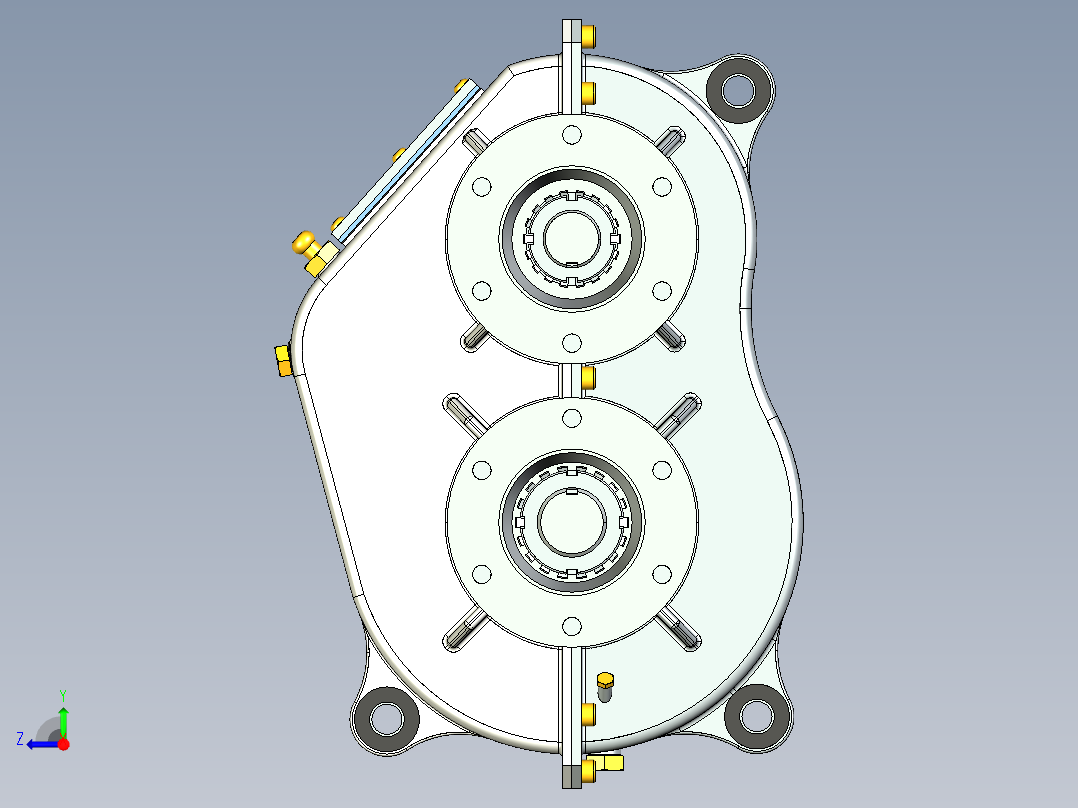 扭矩分配器一级斜齿轮箱右视图