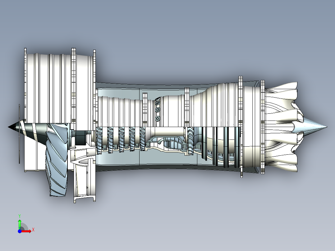 涡轮风扇发动机结构摆件前视图