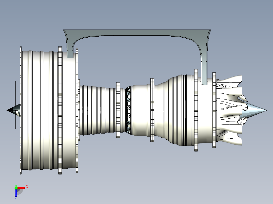 涡轮风扇发动机结构摆件俯视图