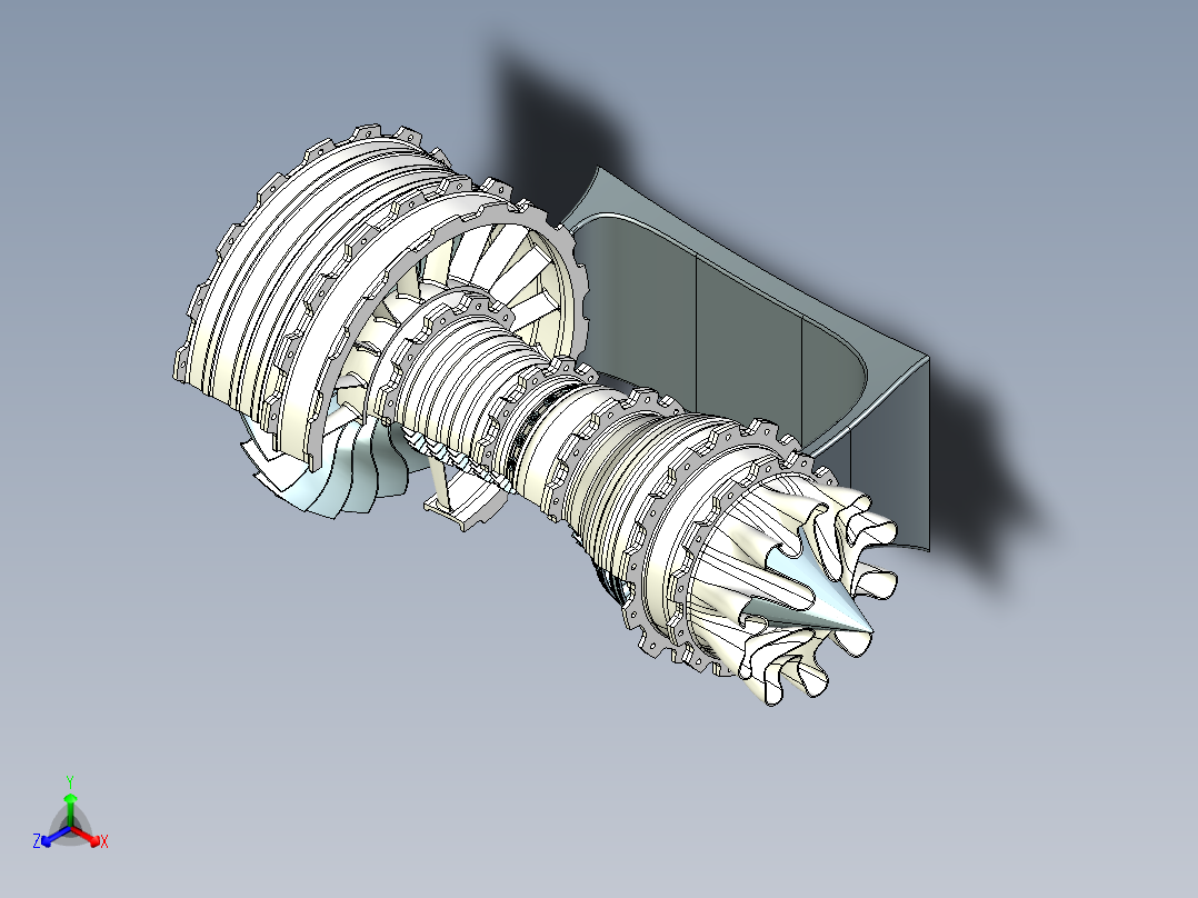 涡轮风扇发动机结构摆件正等轴测图