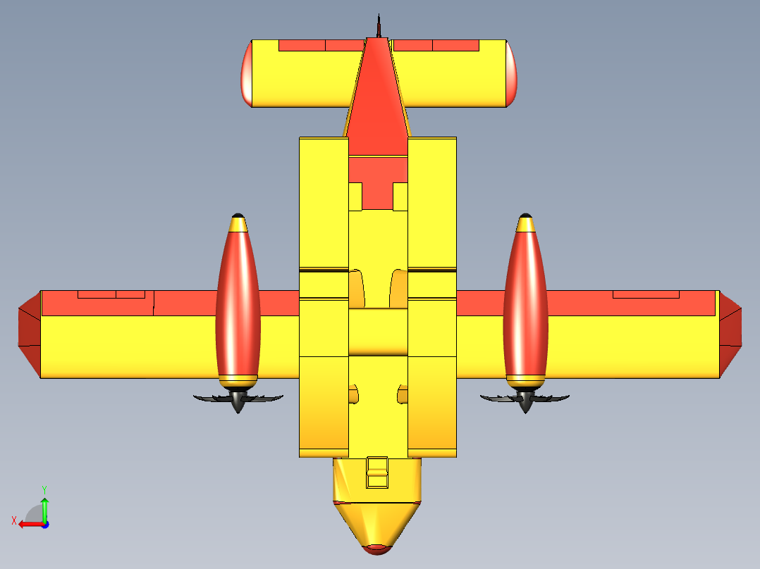 水上飞机模型后视图