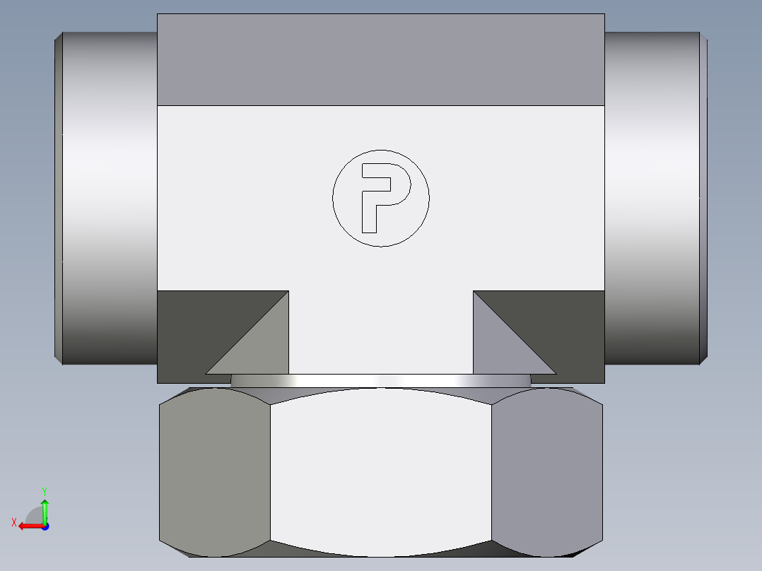 卡套式工业通用硬管接头EO_Swivel_nut_branch_tee_ET42LOMD71后视图