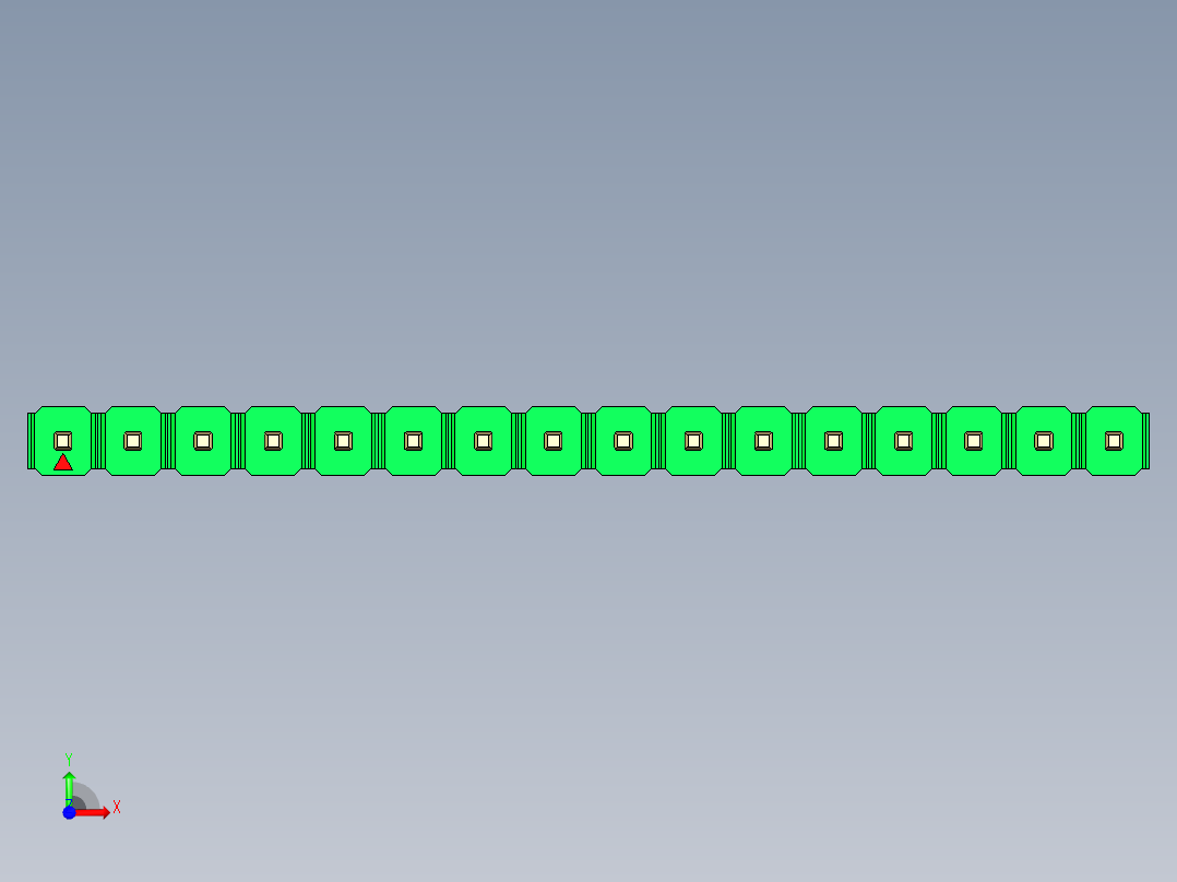 彩色公头100mil（2.54mm）系列-DS1021_green_1x16p_100mil_Type5_rev1.0前视图