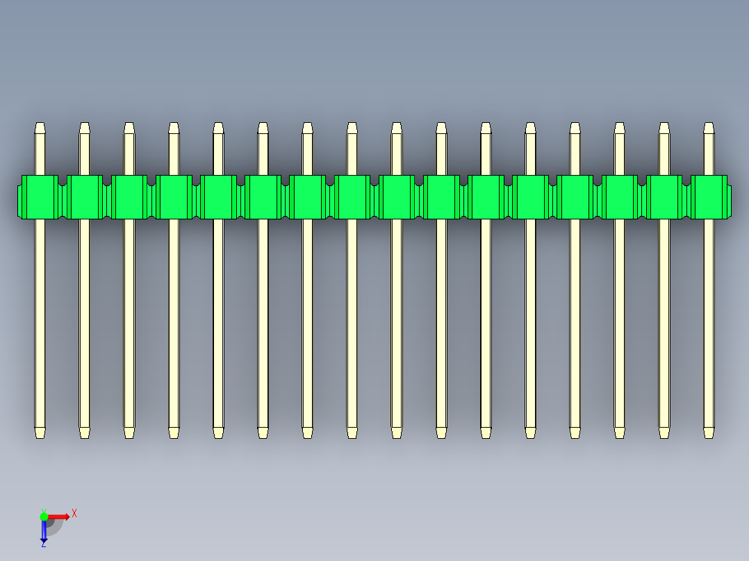 彩色公头100mil（2.54mm）系列-DS1021_green_1x16p_100mil_Type5_rev1.0俯视图