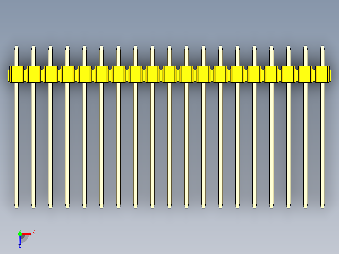 彩色公头100mil（2.54mm）系列-DS1021_yellow_1x19p_100mil_Type19_rev1.0俯视图