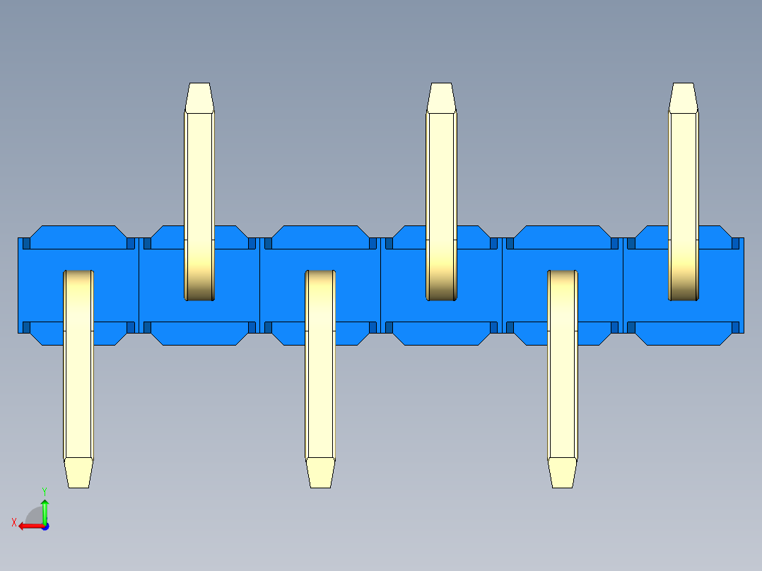 彩色公排针 100mil 2.54mm 系列-DS1022_blue_06p_100mil_Type_SMT_R1_rev1.0后视图