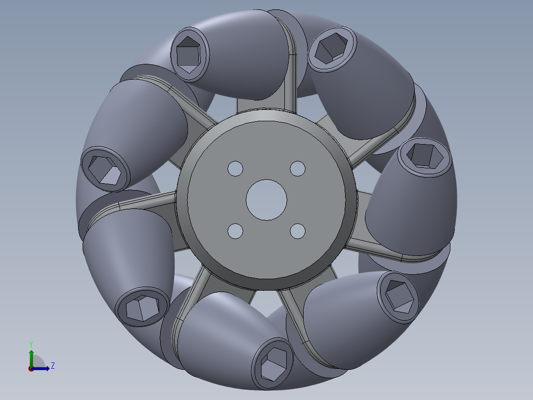 omni wheel分瓣式麦克纳姆轮左视图