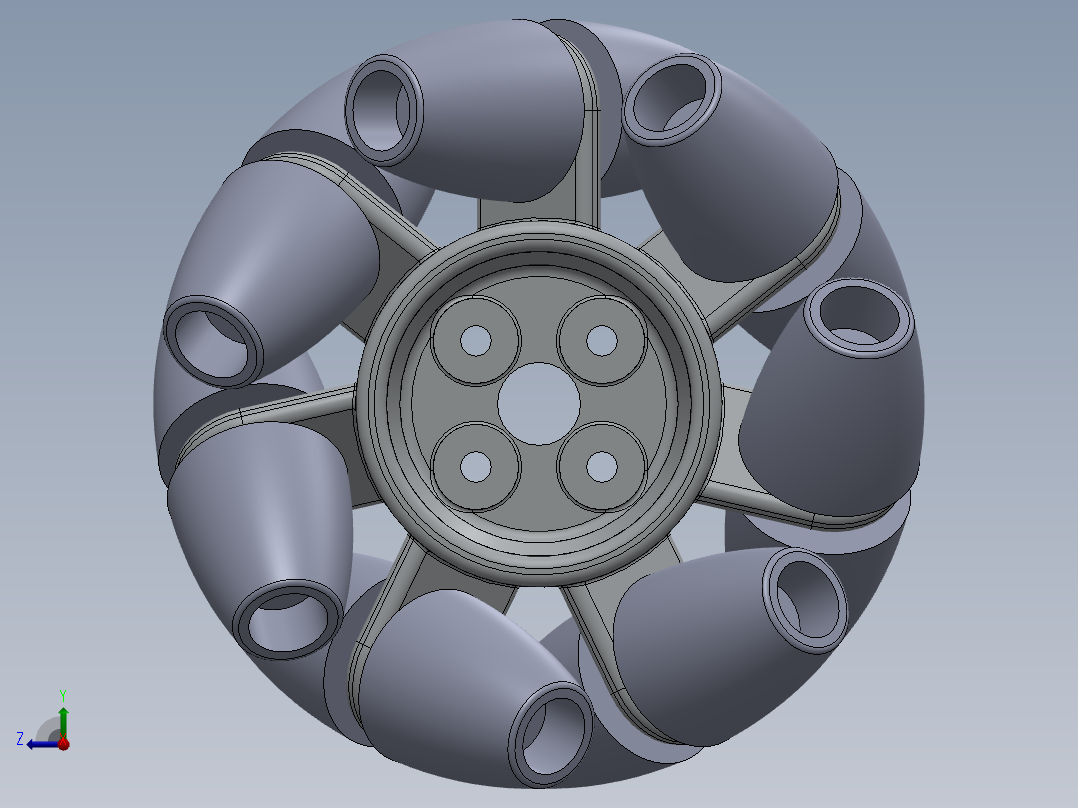 omni wheel分瓣式麦克纳姆轮右视图