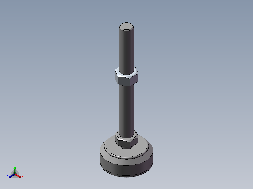 地脚杯M16-60-150（轻、中载）正等轴测图