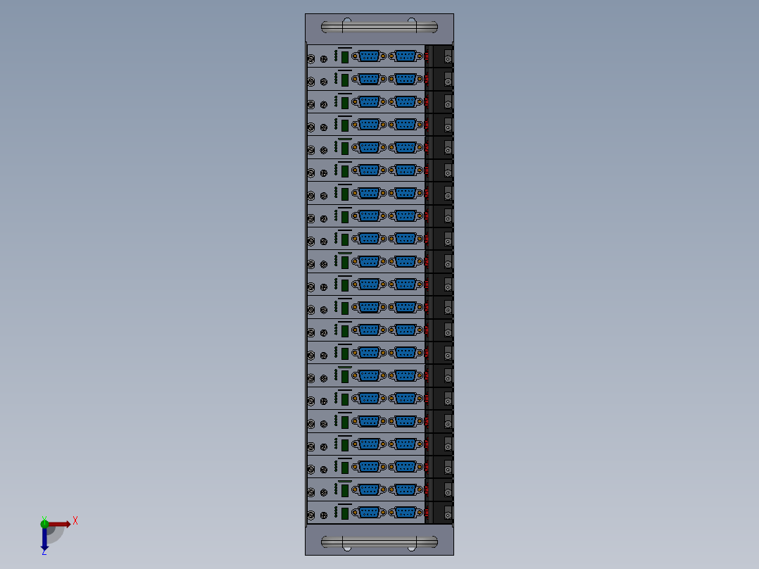 基于GBt19520标准19in系列的3U84T插箱及3U4T插件俯视图