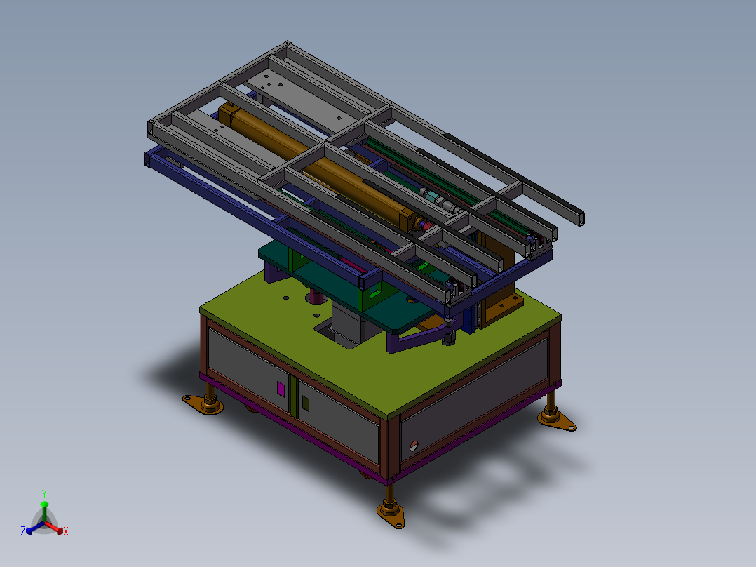 重型工件上料机正等轴测图