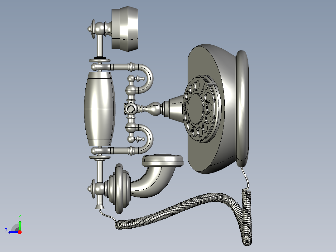 老式家用电话机右视图