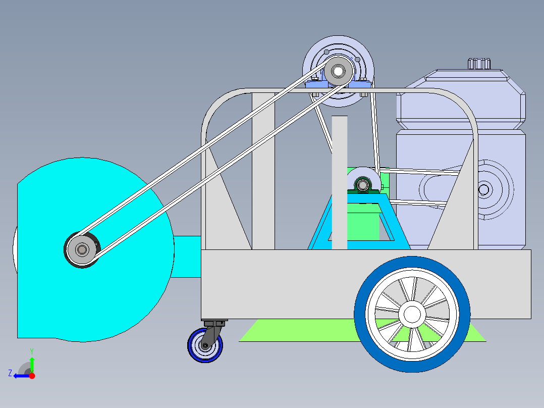 小型智能清雪车结构优化设计与运动学分析含SW三维图右视图