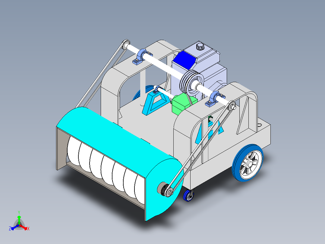 小型智能清雪车结构优化设计与运动学分析含SW三维图正等轴测图