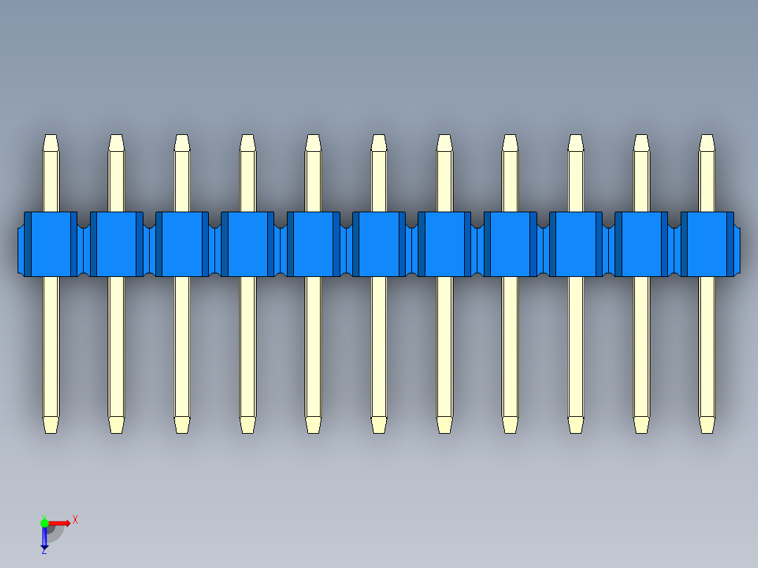 彩色公头100mil（2.54mm）系列-DS1021_blue_2x11p_100mil_Type1_rev1.0俯视图