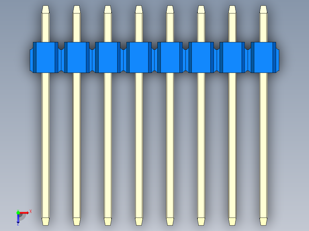彩色公头100mil（2.54mm）系列-DS1021_blue_1x08p_100mil_Type5_rev1.0俯视图