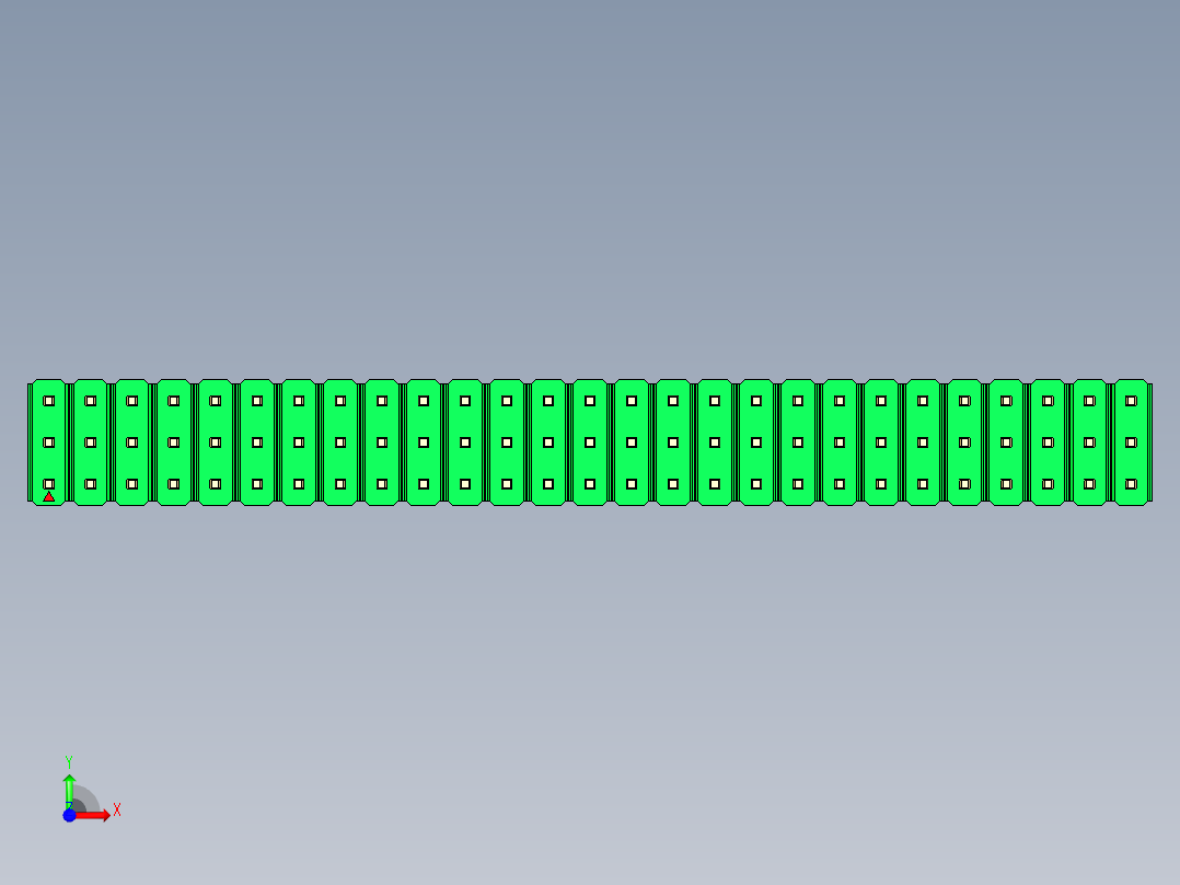 彩色公头100mil（2.54mm）系列-DS1021_green_3x27p_100mil_Type1_rev1.0前视图