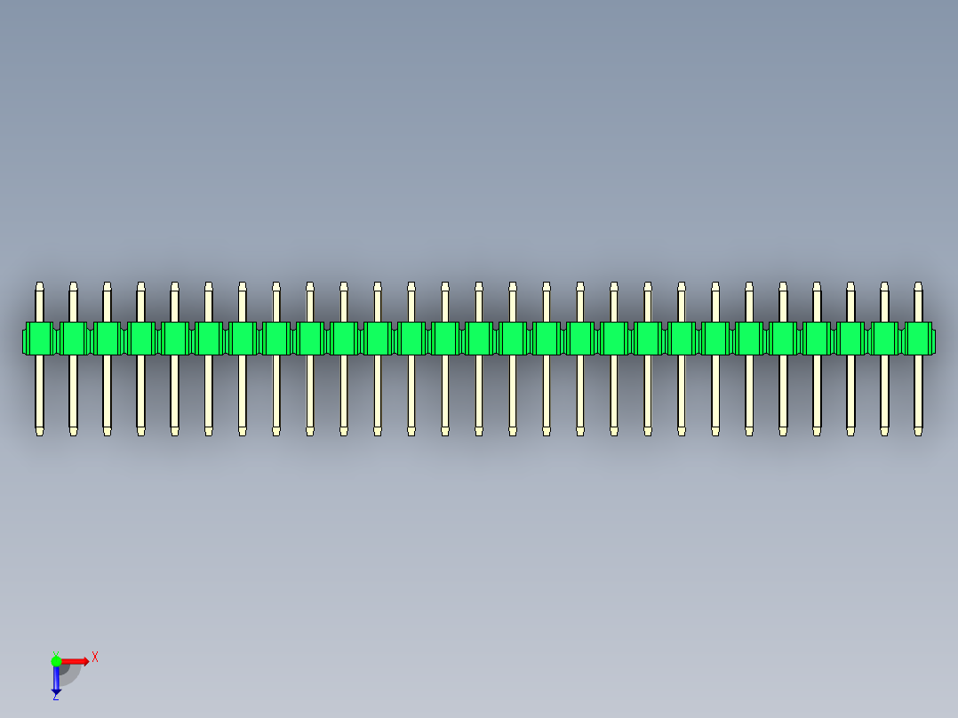彩色公头100mil（2.54mm）系列-DS1021_green_3x27p_100mil_Type1_rev1.0俯视图