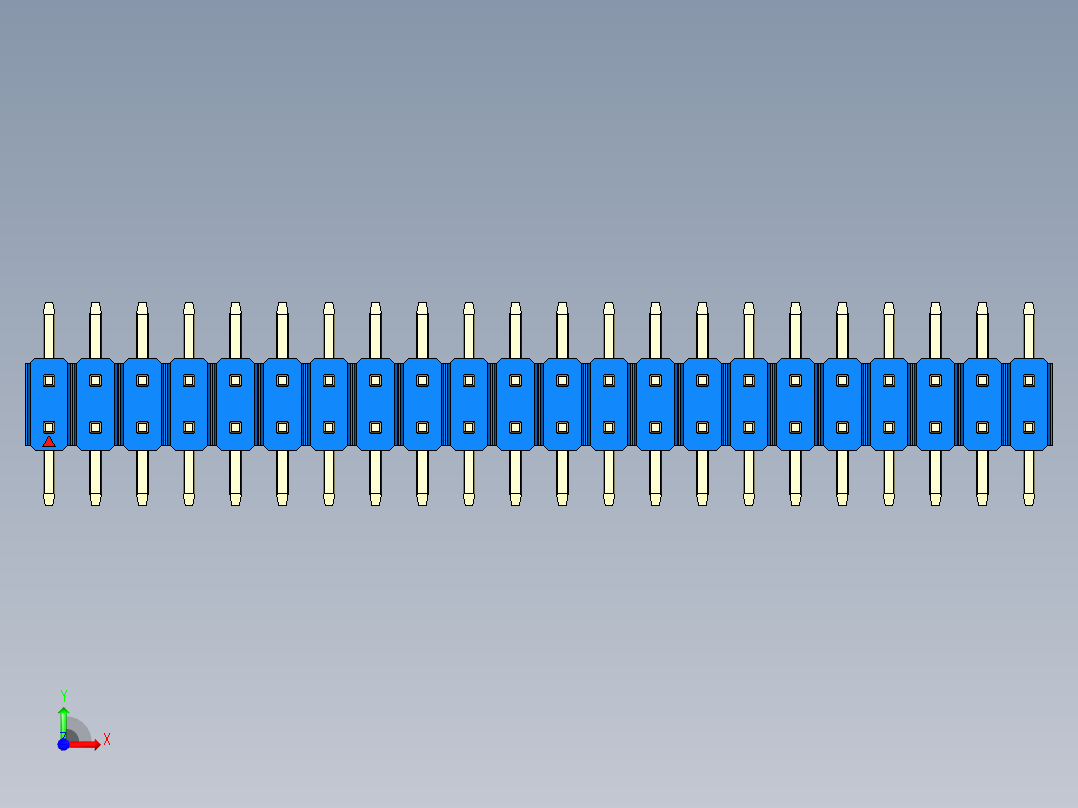 彩色公排针 100mil 2.54mm 系列-DS1022_blue_44p_100mil_TypeSMT_rev1.0前视图