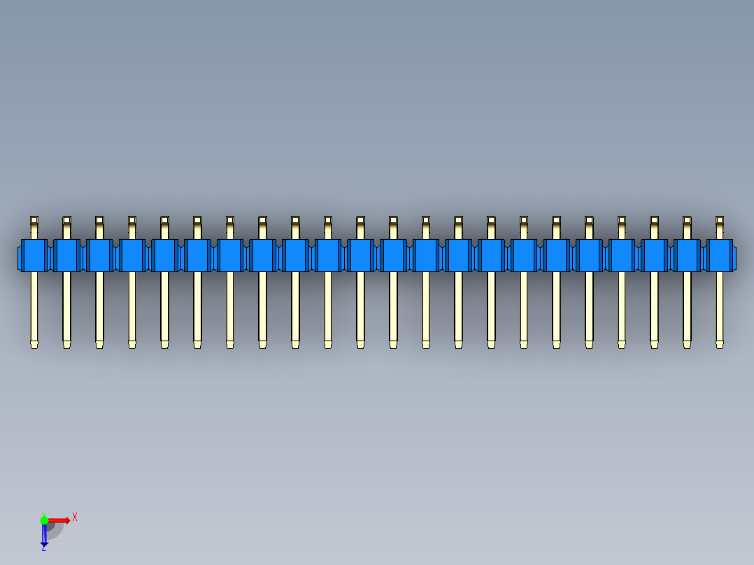 彩色公排针 100mil 2.54mm 系列-DS1022_blue_44p_100mil_TypeSMT_rev1.0俯视图