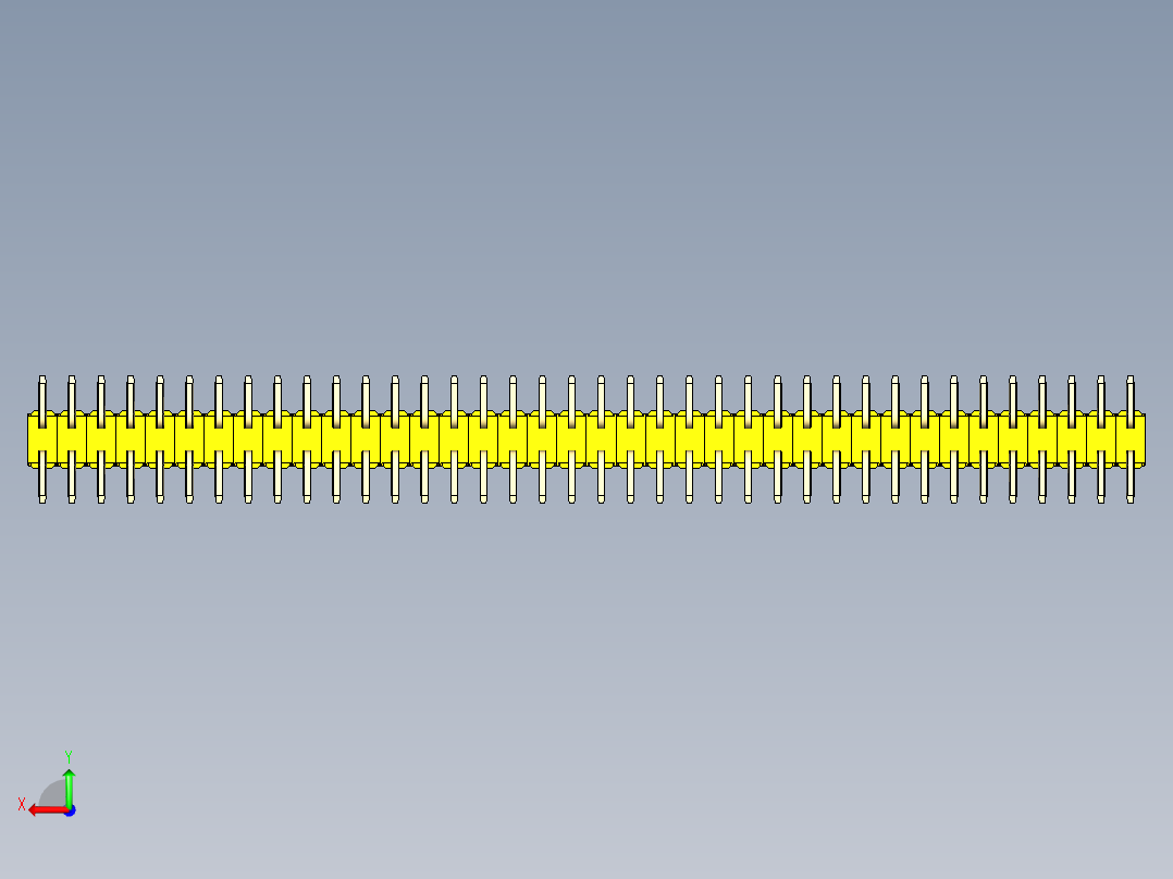 彩色公排针 100mil 2.54mm 系列-DS1022_yellow_76p_100mil_TypeSMT_rev1.0后视图