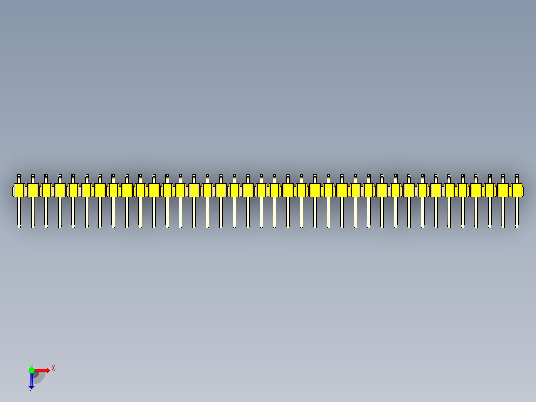 彩色公排针 100mil 2.54mm 系列-DS1022_yellow_76p_100mil_TypeSMT_rev1.0俯视图