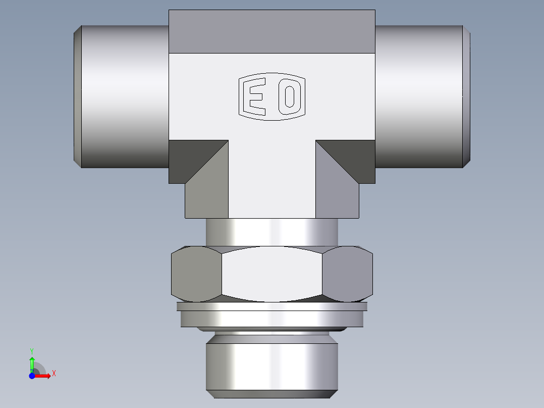 卡套式工业通用硬管接头EO_Adjustable_locknut_branch_tee_TEE10SROMDCF前视图