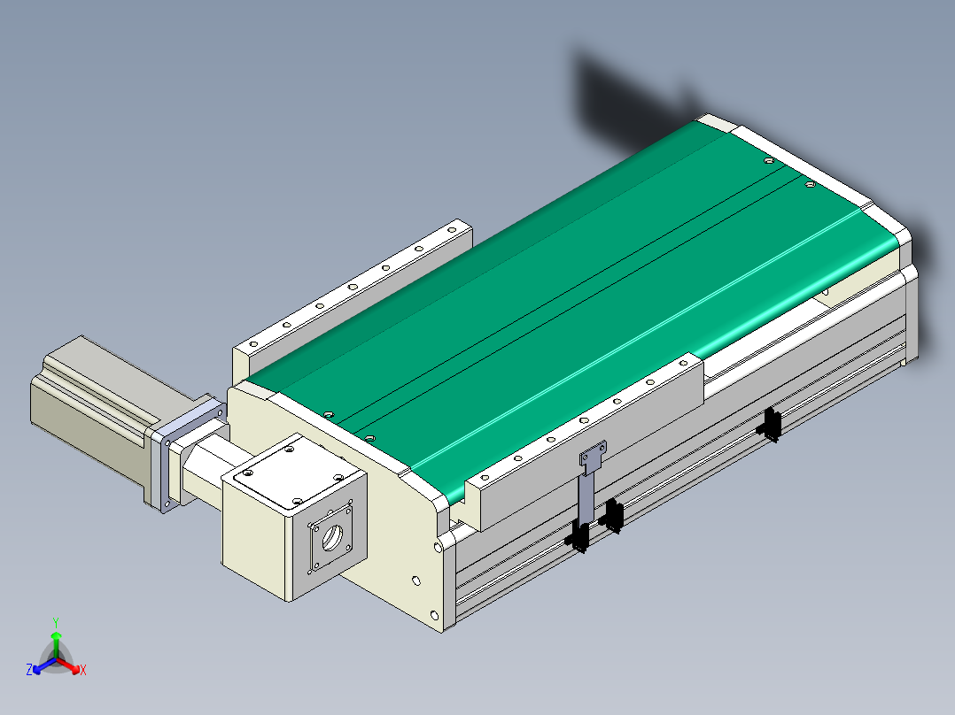 东锦同步带传动-直线滑台模组DH270B-C-L150-S150-BL-P750W-C3正等轴测图