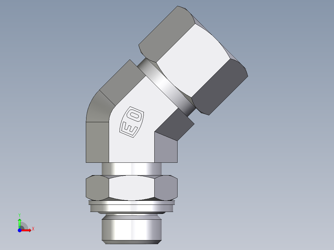 卡套式工业通用硬管接头EO_Adjustable_locknut_45_deg_elbow_VEE12ZSRCF前视图