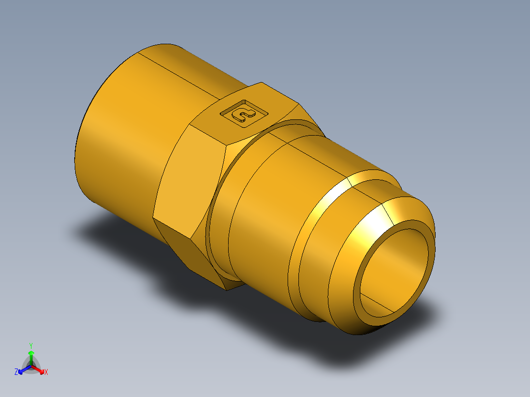 扩口式工业通用硬管接头Flare To Solder 43F-8-10正等轴测图