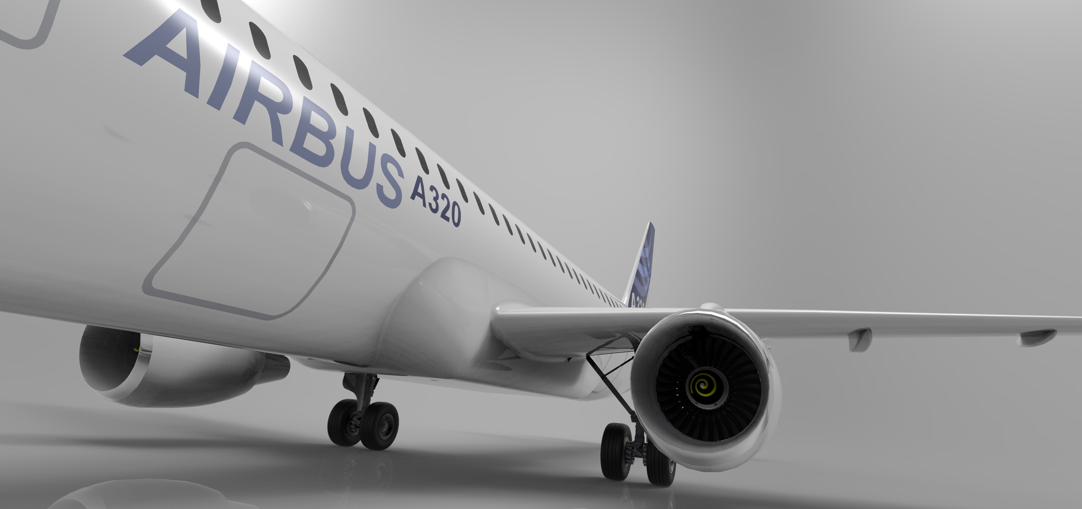 F 空客A320飞机 鲨鱼鳍翼尖小翼 起落架 3D建模 