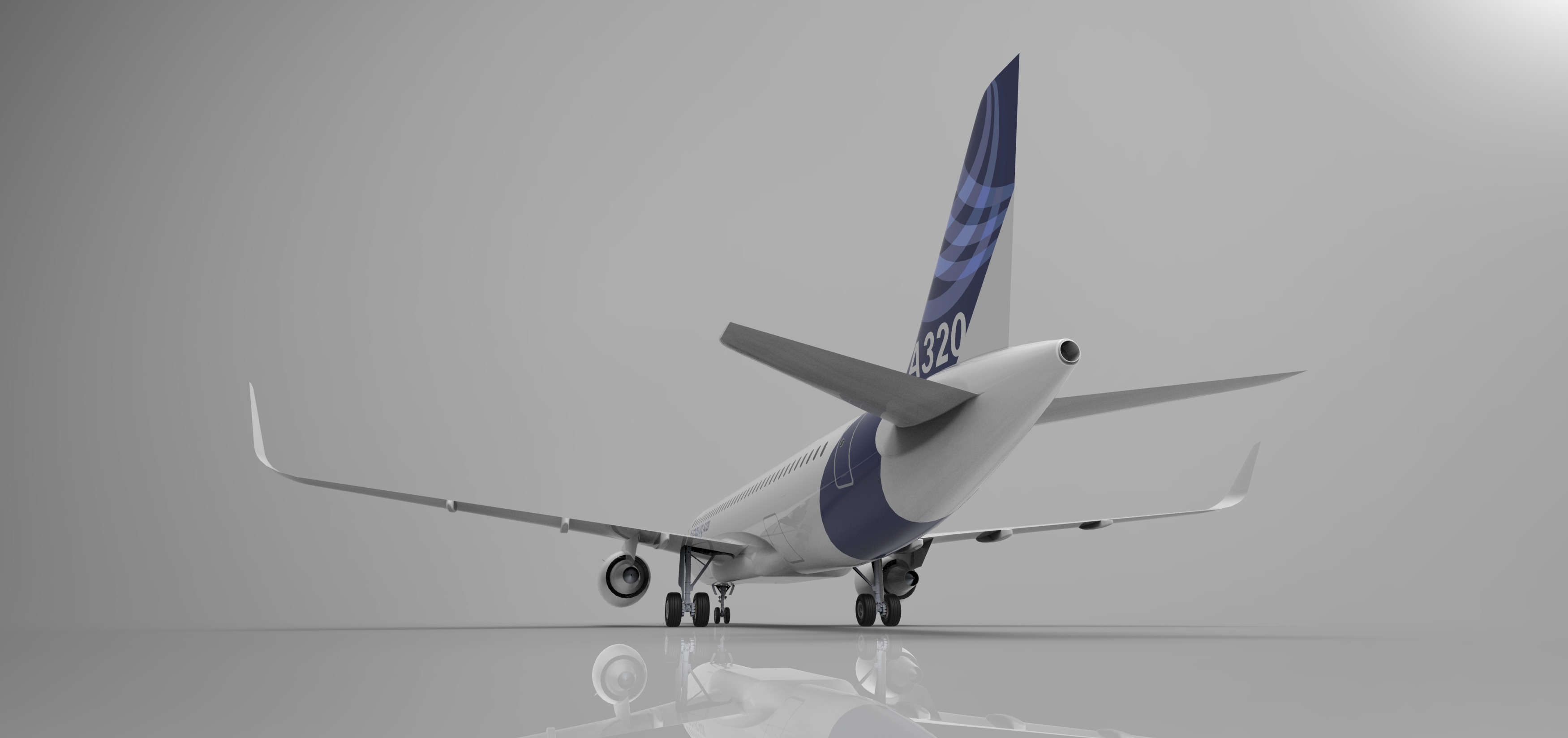 F 空客A320飞机 鲨鱼鳍翼尖小翼 起落架 3D建模 