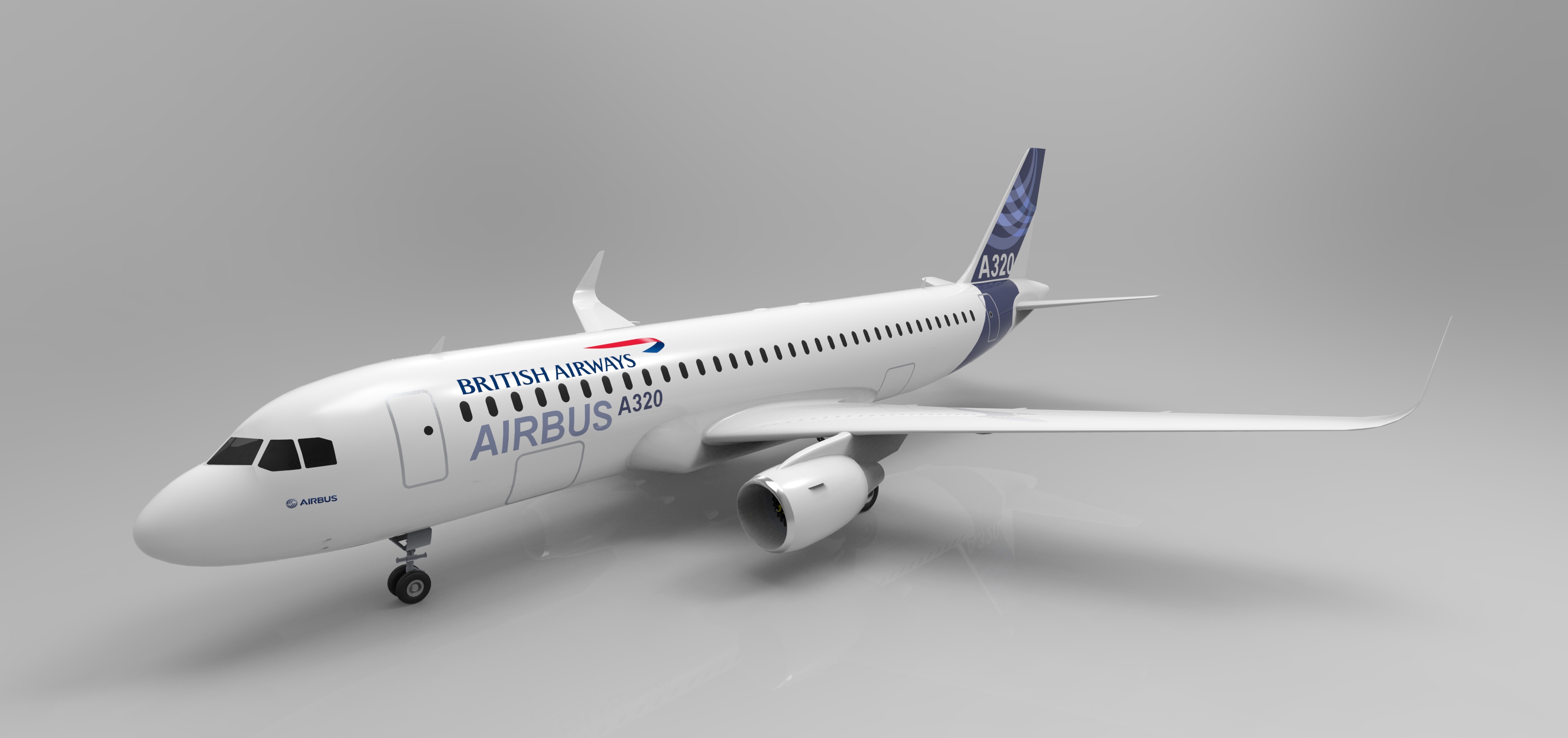 F 空客A320飞机 鲨鱼鳍翼尖小翼 起落架 3D建模 