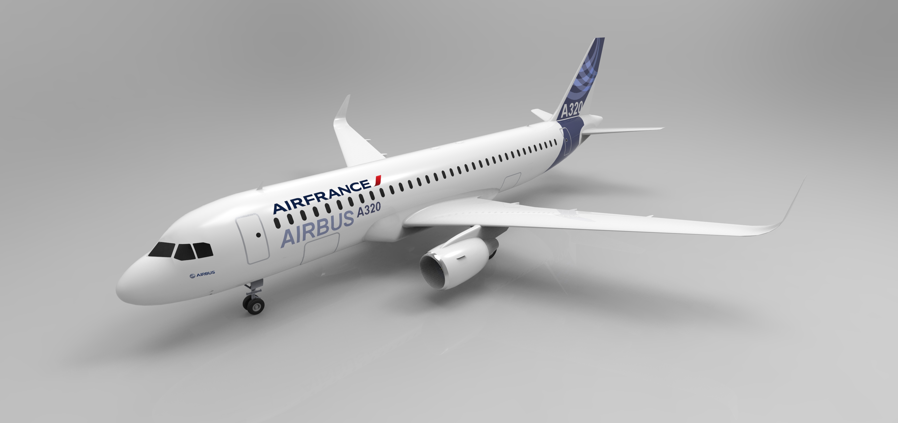 F 空客A320飞机 鲨鱼鳍翼尖小翼 起落架 3D建模 