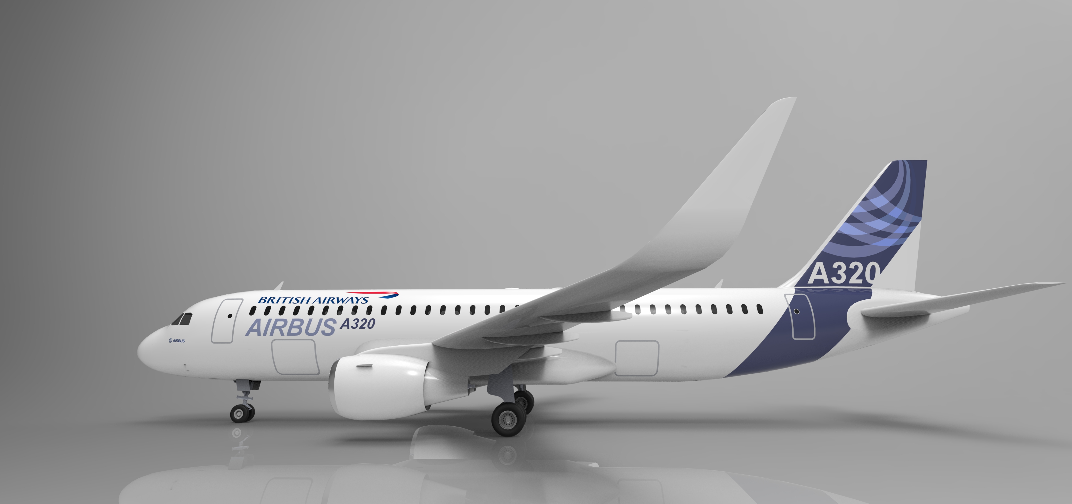 F 空客A320飞机 鲨鱼鳍翼尖小翼 起落架 3D建模 