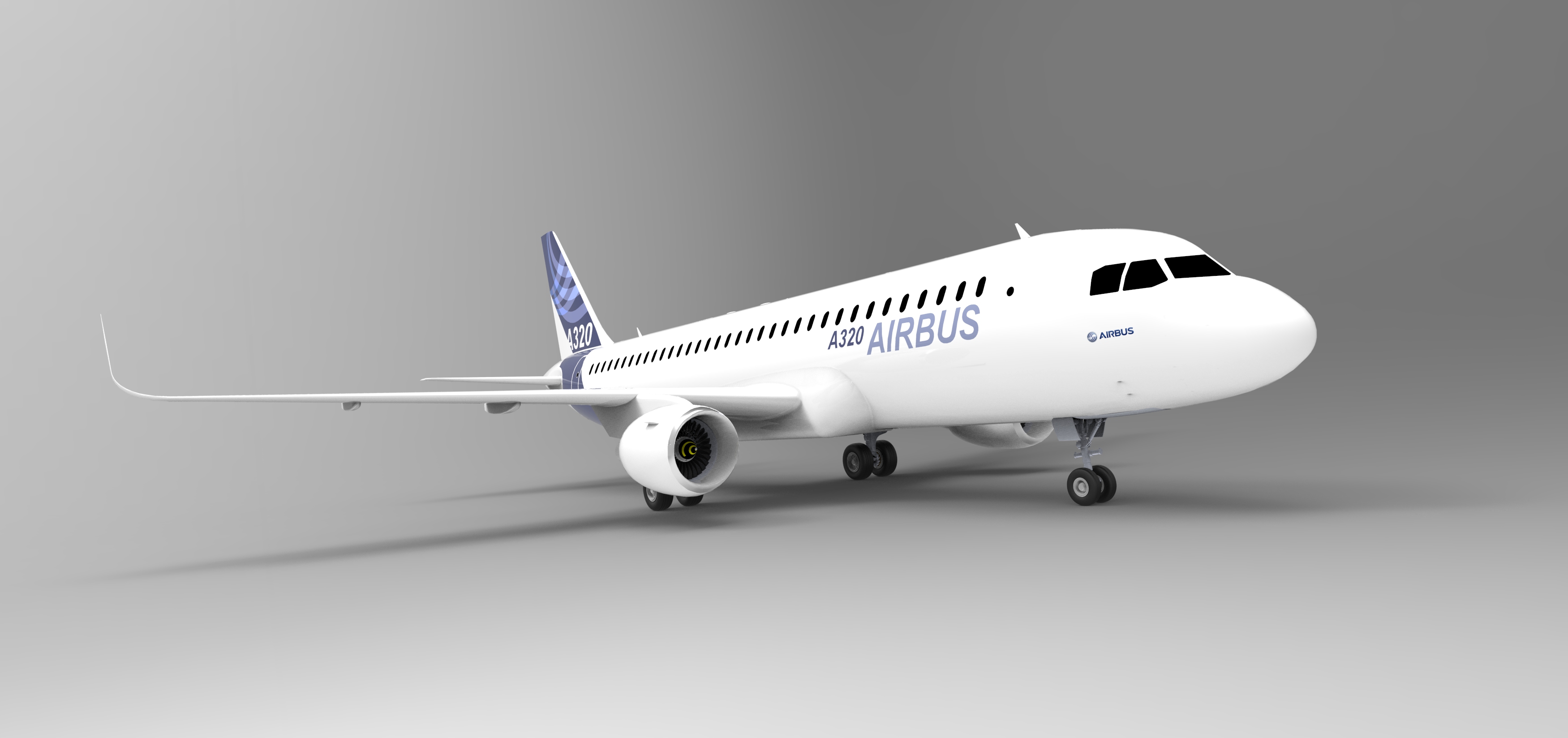 F 空客A320飞机 鲨鱼鳍翼尖小翼 起落架 3D建模 