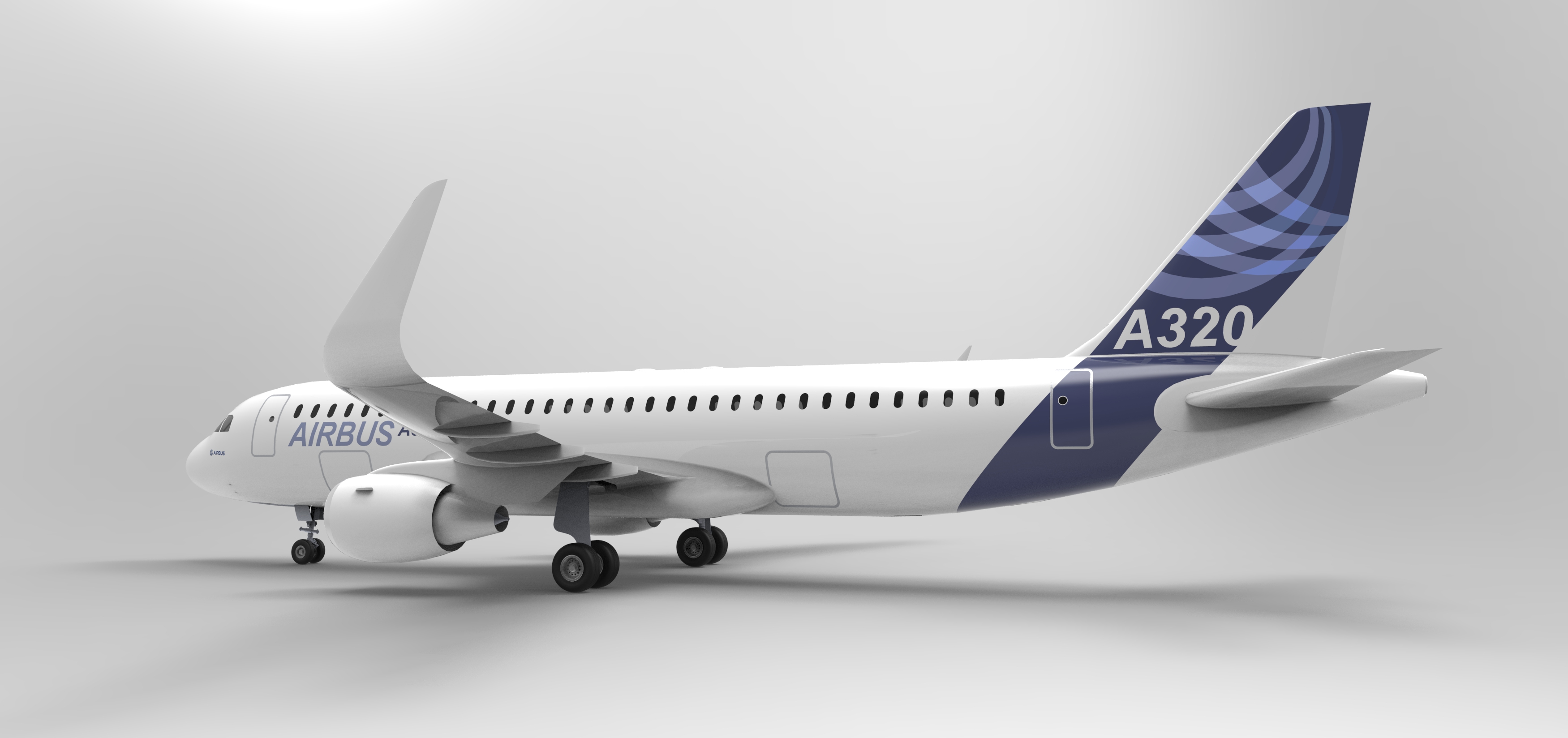 F 空客A320飞机 鲨鱼鳍翼尖小翼 起落架 3D建模 