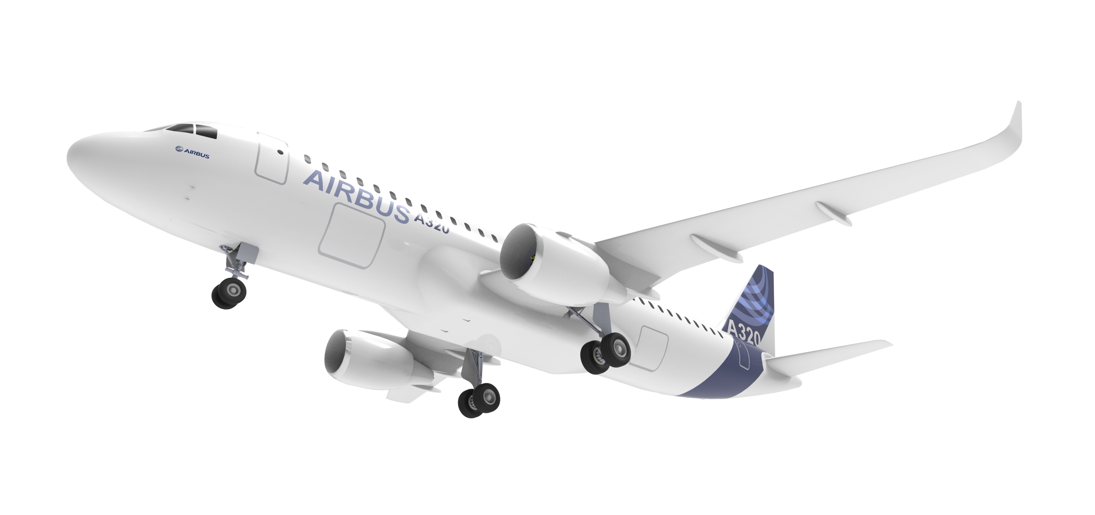 F 空客A320飞机 鲨鱼鳍翼尖小翼 起落架 3D建模 