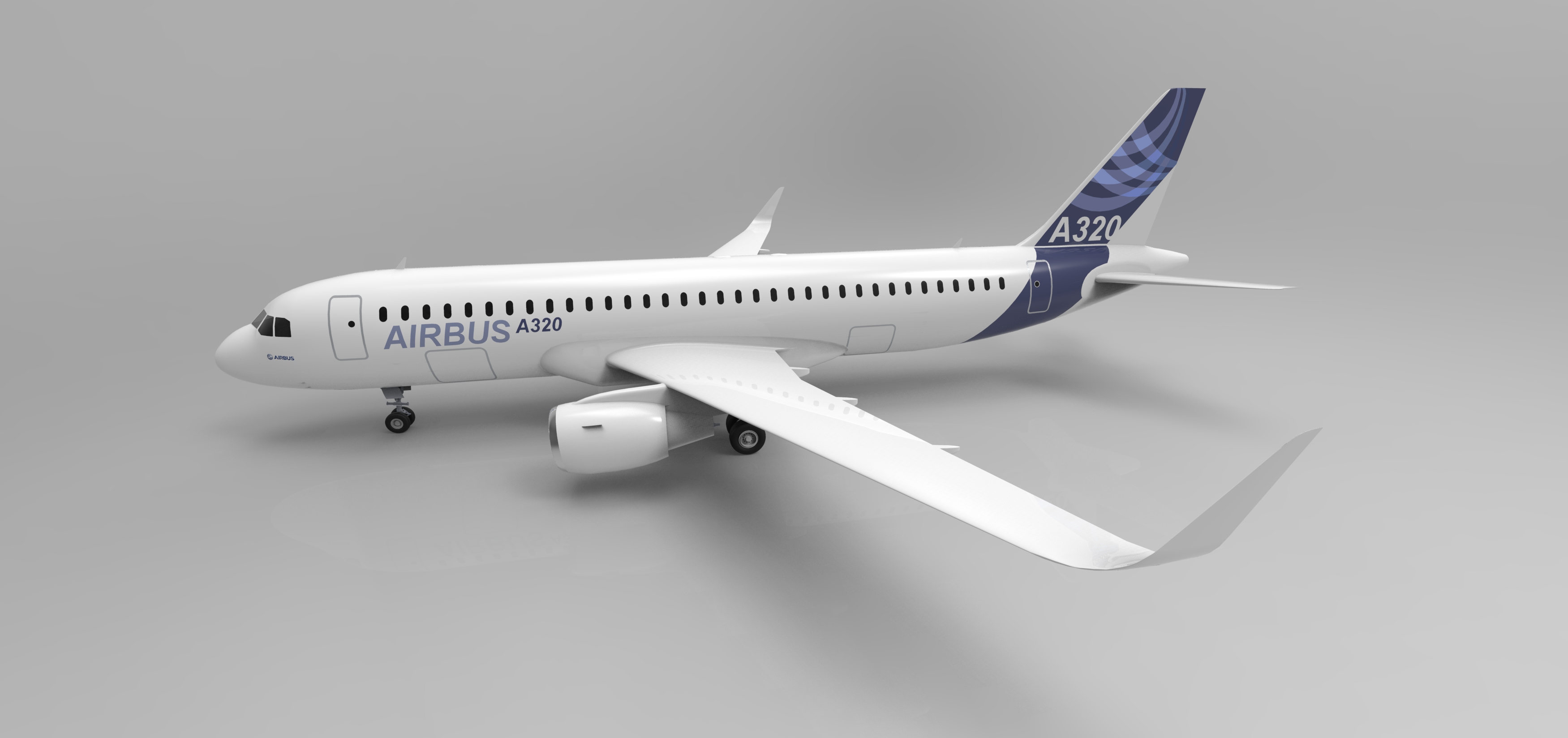 F 空客A320飞机 鲨鱼鳍翼尖小翼 起落架 3D建模 