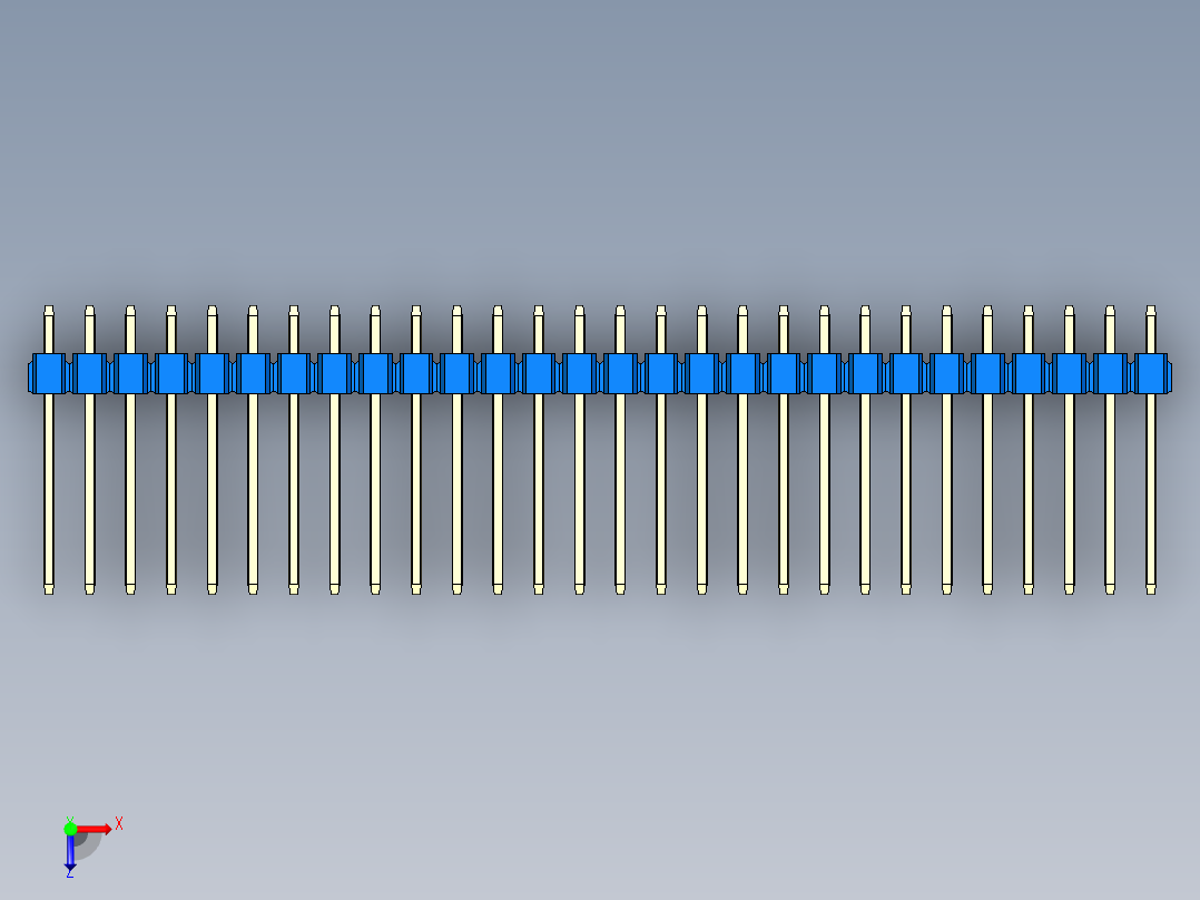 彩色公头100mil（2.54mm）系列-DS1021_blue_2x28p_100mil_Type5_rev1.0俯视图