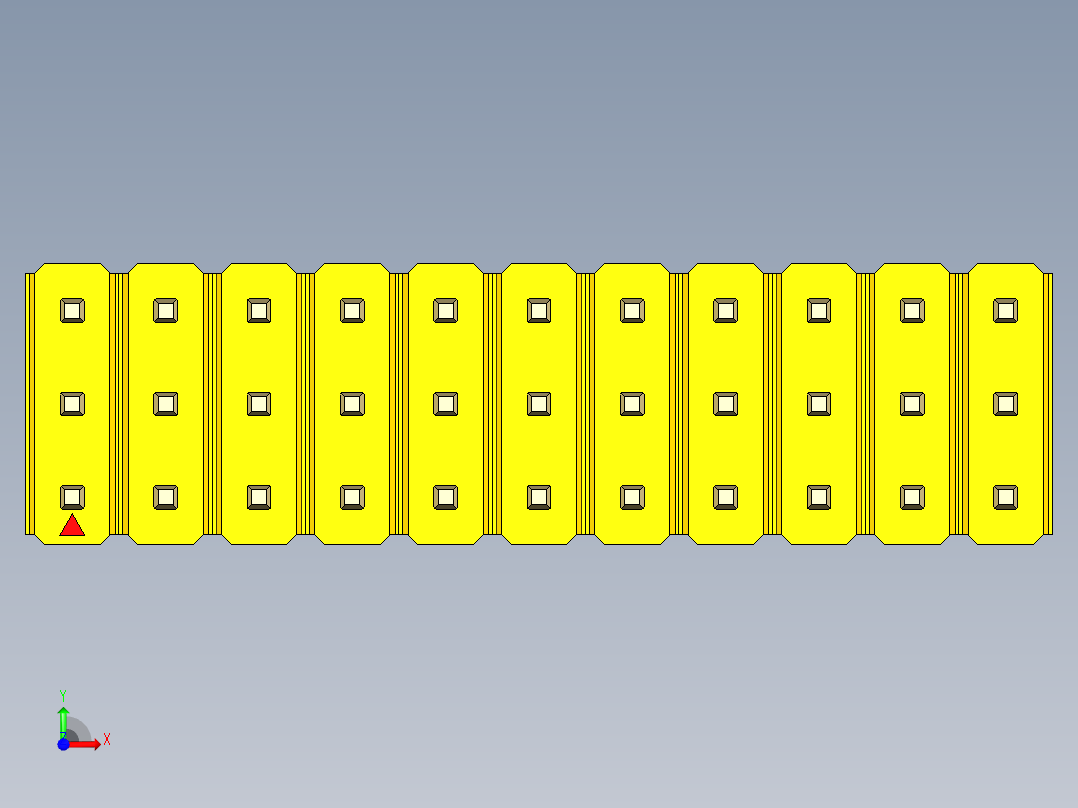 彩色公头100mil（2.54mm）系列-DS1021_yellow_3x11p_100mil_Type43_rev1.0前视图