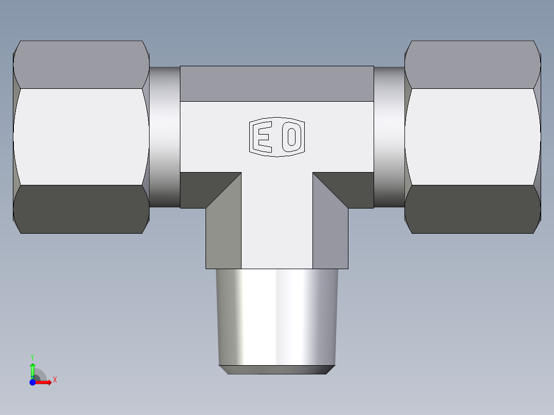卡套式工业通用硬管接头EO_Male_stud_run_tee_TE10LR71前视图