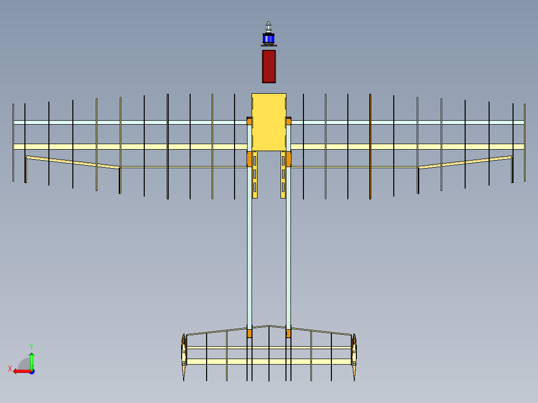 Aerodesign小型飞机框架3D图纸 UG设计后视图
