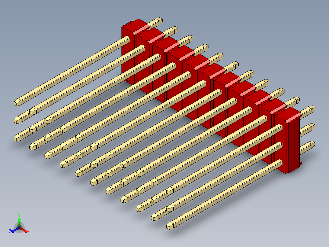 彩色公头100mil（2.54mm）系列-DS1021_red_3x11p_100mil_Type19_rev1.0