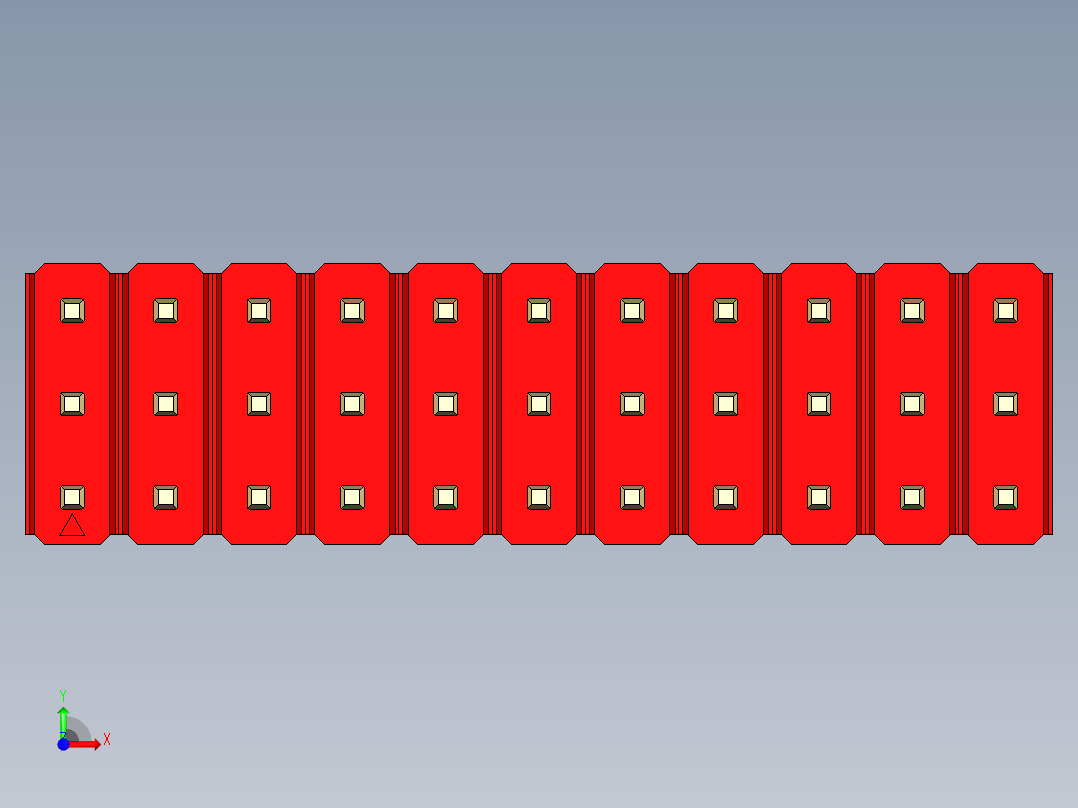 彩色公头100mil（2.54mm）系列-DS1021_red_3x11p_100mil_Type19_rev1.0前视图