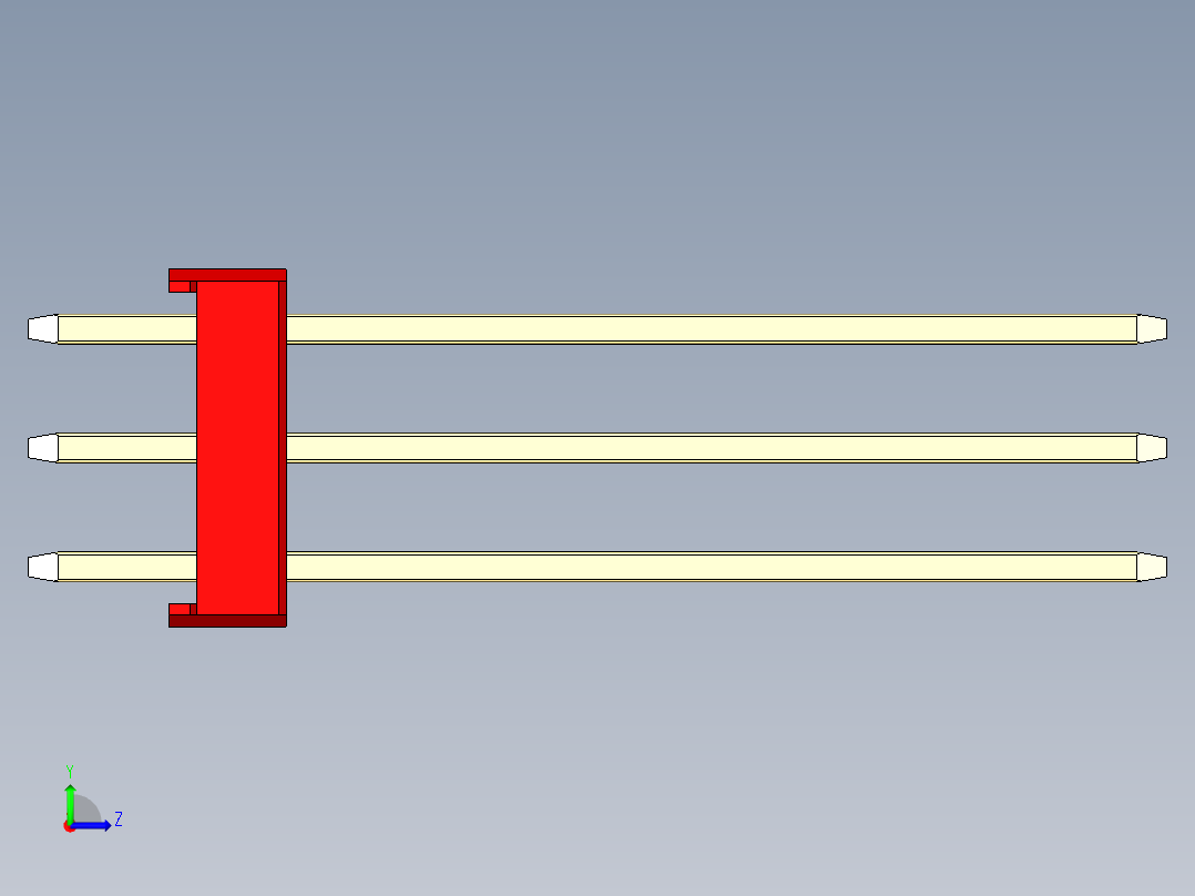 彩色公头100mil（2.54mm）系列-DS1021_red_3x11p_100mil_Type19_rev1.0左视图